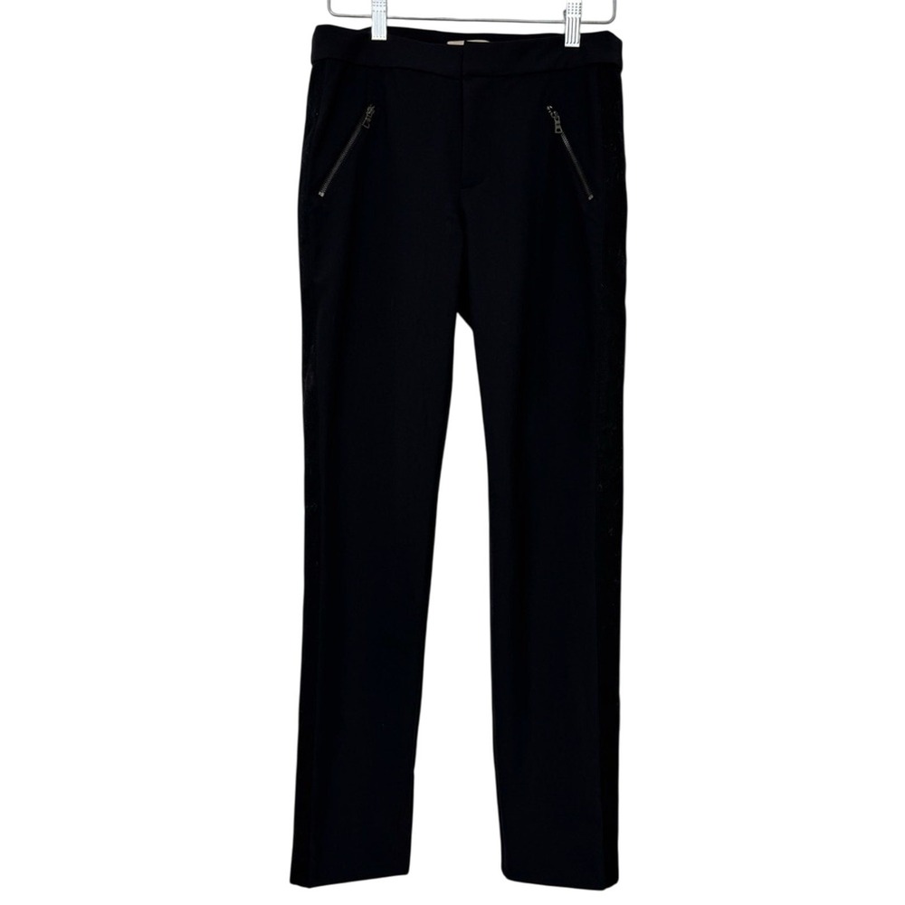 Rebecca Taylor Black Slack Pants‎ Zipper Office Business Tuxedo Striped Womens 4